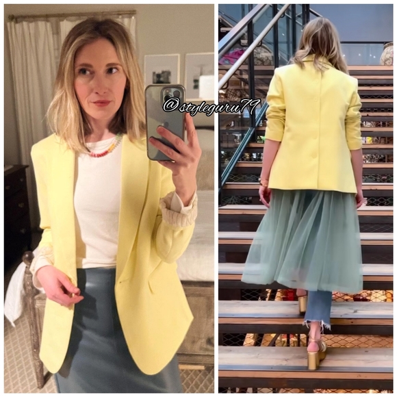 NWT, Anthropologie, Maeve Button-Back Blazer in Yellow - Picture 2 of 8